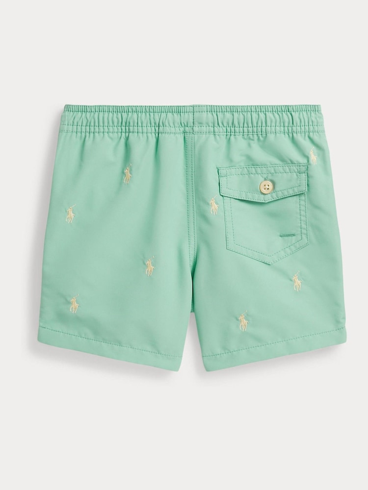 Polo Ralph Lauren Green All-Over-Pony Print Traveler Swimshorts - Image 2 of 2