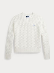 Polo Ralph Lauren V Neck Cable Knit Jumper - Imaginea 4 din 5