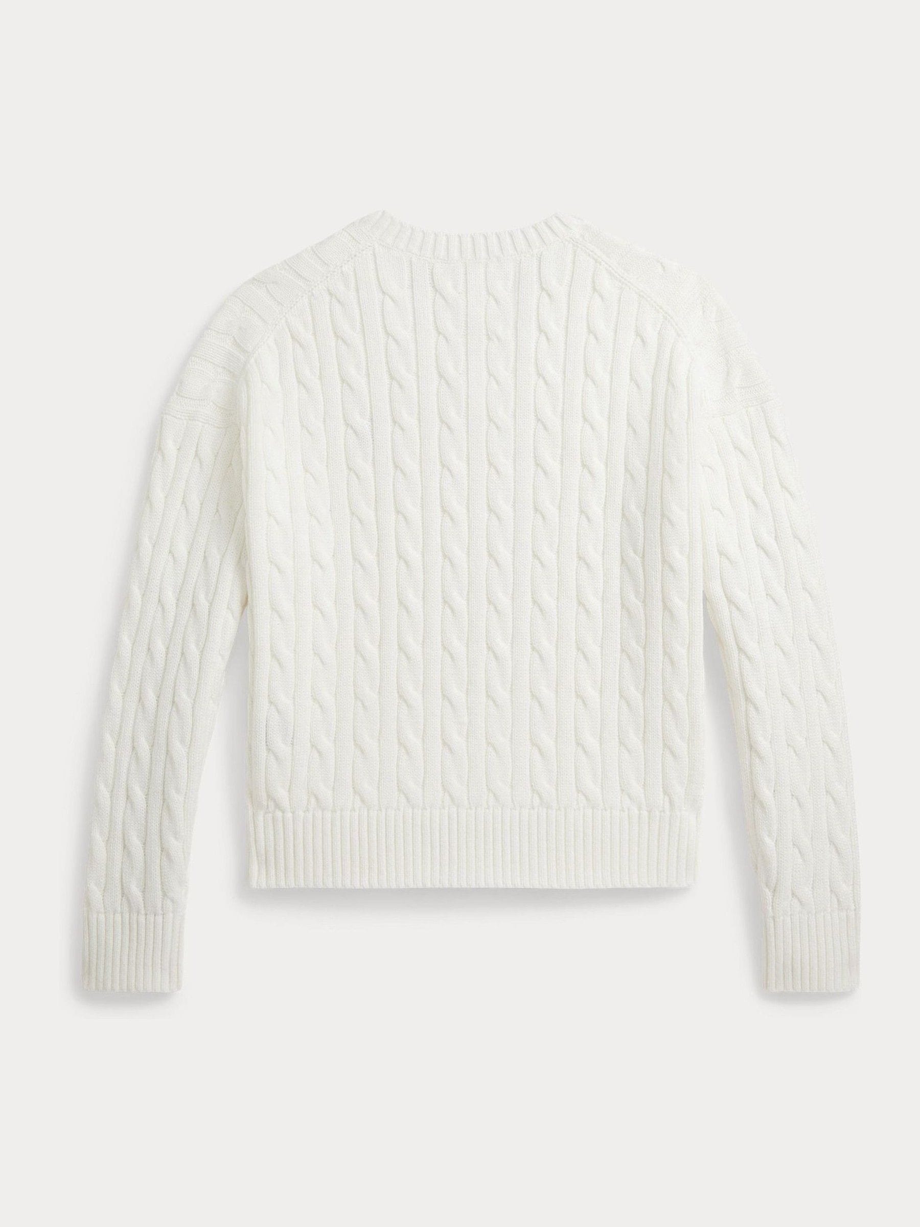 Buy Polo Ralph Lauren White V Neck Cable Knit Jumper from Next