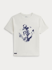 Polo Ralph Lauren White Anchor Graphic T-Shirt - Image 1 of 2