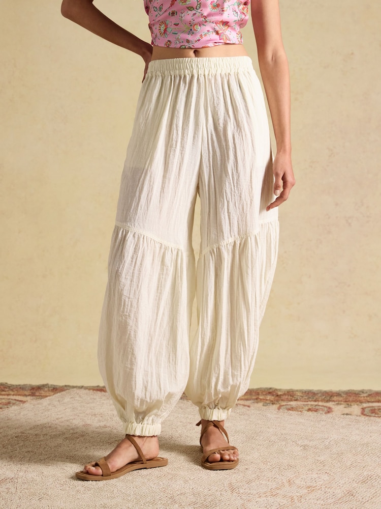 Joules Cream Pantaloon Trouser With Elasticated Waist - Image 1 of 9 Joules Cream Pantaloon Trouser With Elasticated Waist - Image 1 of 9