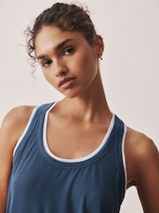 Asul - Aktibong Layered Sports Vest Top - Larawan 3 ng 8