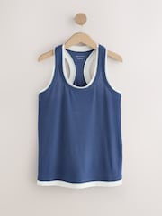 Asul - Aktibong Layered Sports Vest Top - Larawan 6 ng 8
