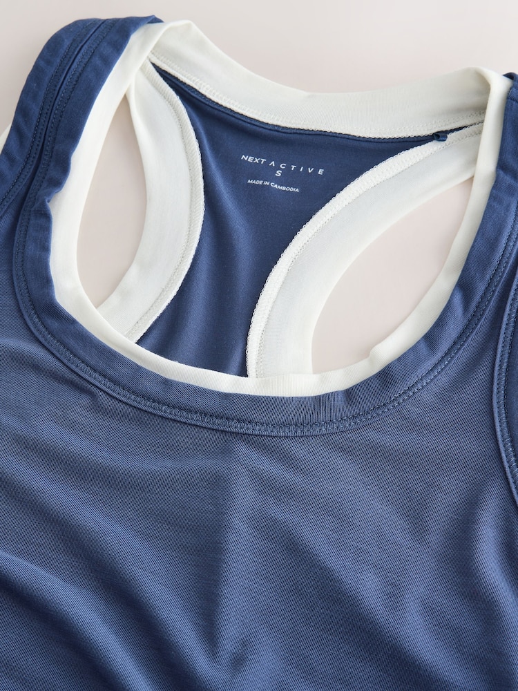 Asul - Aktibong Layered Sports Vest Top - Larawan 8 ng 8