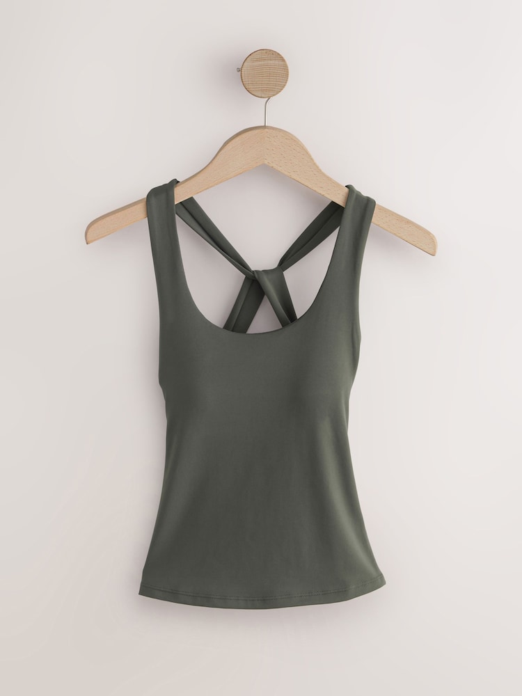 Khaki Green Active Balance Cross Back Vest - Image 1 of 4 Khaki Green Active Balance Cross Back Vest - Image 1 of 4