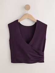 Burgundy Red Active Wrap Back Short Sleeve Top - Image 1 of 3
