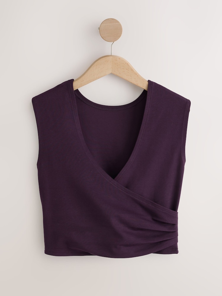 Burgundy Red Active Wrap Back Short Sleeve Top - Image 1 of 3