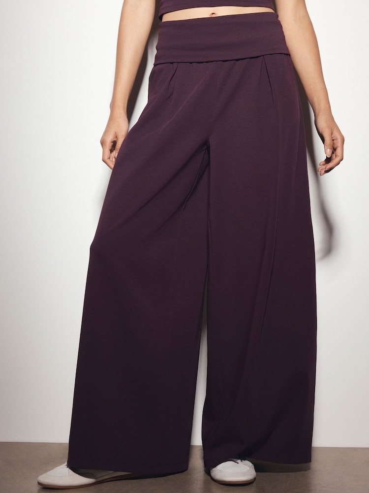 Aubergine Purple Wide Legg Trousers - Image 2 of 8