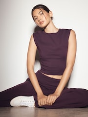 Aubergine Purple Wide Legg Trousers - Image 3 of 8