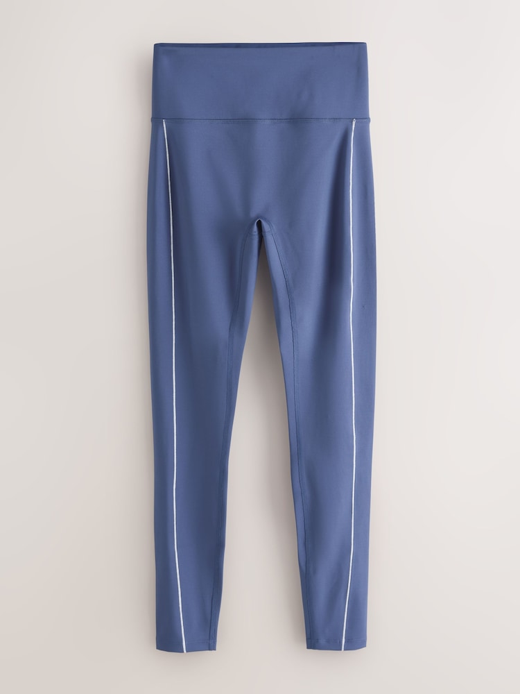 Blue Active Power Stitch Detail Leggings - Image 1 of 3 Blue Active Power Stitch Detail Leggings - Image 1 of 3