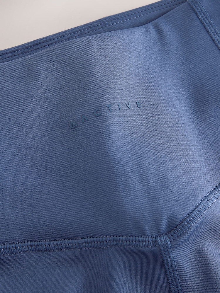 Blue Active Power Stitch Detail Leggings - Image 2 of 3 Blue Active Power Stitch Detail Leggings - Image 2 of 3