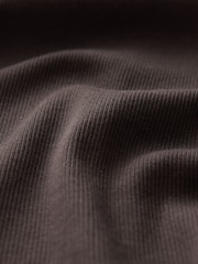 Chocolate Brown/Gold Trim Hardware Detail Racer Ribbed Vest Top - Image 6 of 7