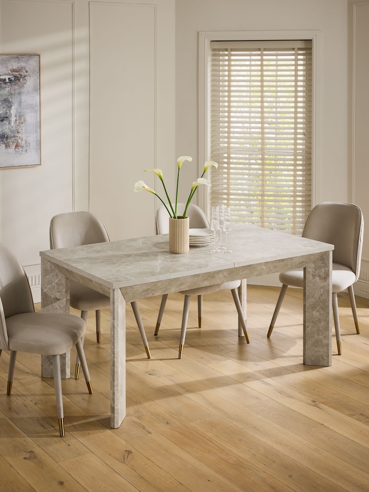 Light Marble Effect Grace Chunky 6 to 8 Seater Extending Dining Table - Image 1 of 10 Light Marble Effect Grace Chunky 6 to 8 Seater Extending Dining Table - Image 1 of 10