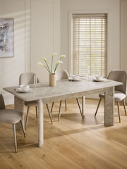 Light Marble Effect Grace Chunky 6 to 8 Seater Extending Dining Table - Image 2 of 10