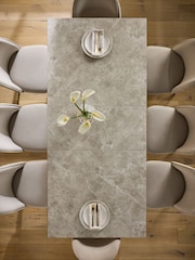 Light Marble Effect Grace Chunky 6 to 8 Seater Extending Dining Table - Image 3 of 10