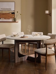 Travertine Effect Arches 4 to 6 Seater Round Extending Dining Table - Image 2 of 8