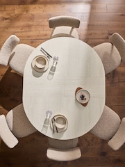 Travertine Effect Arches 4 to 6 Seater Round Extending Dining Table - Image 4 of 8
