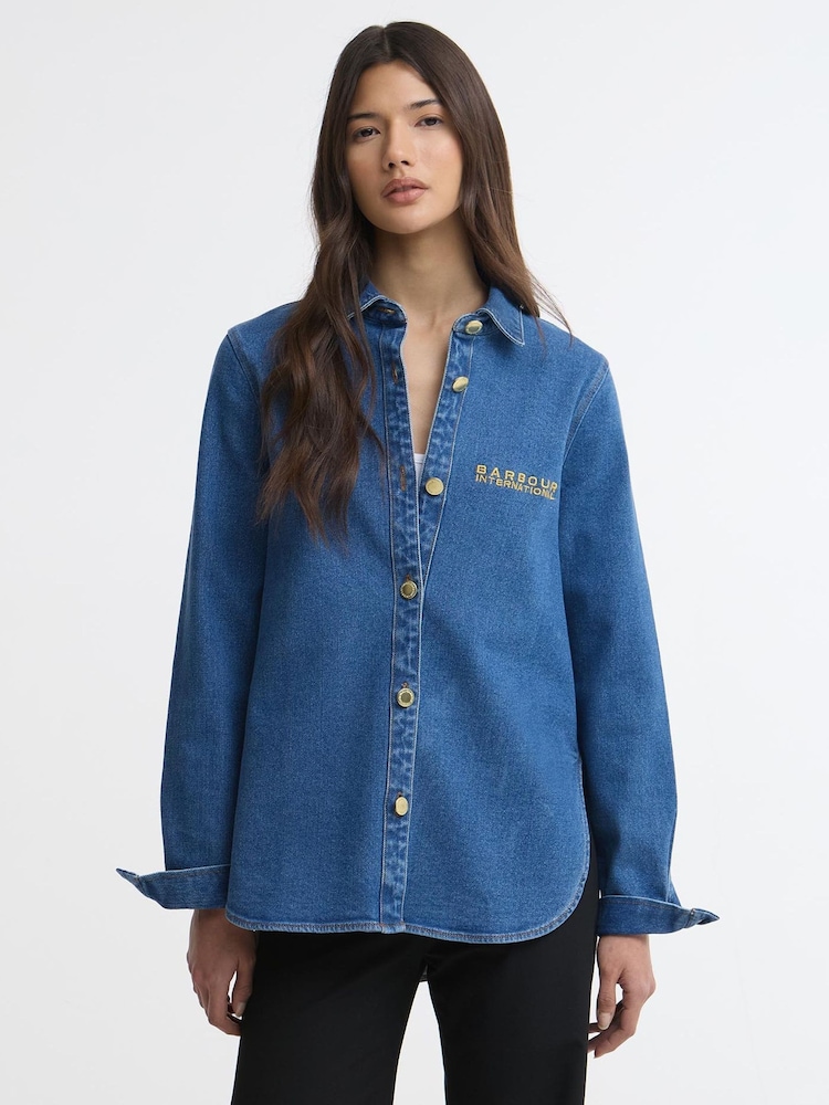 Barbour® International Blue Seren Denim Shirt - Image 1 of 7 Barbour® International Blue Seren Denim Shirt - Image 1 of 7