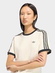 adidas Originals Cream 3 Stripe Floral Cali T-Shirt - Image 3 of 5