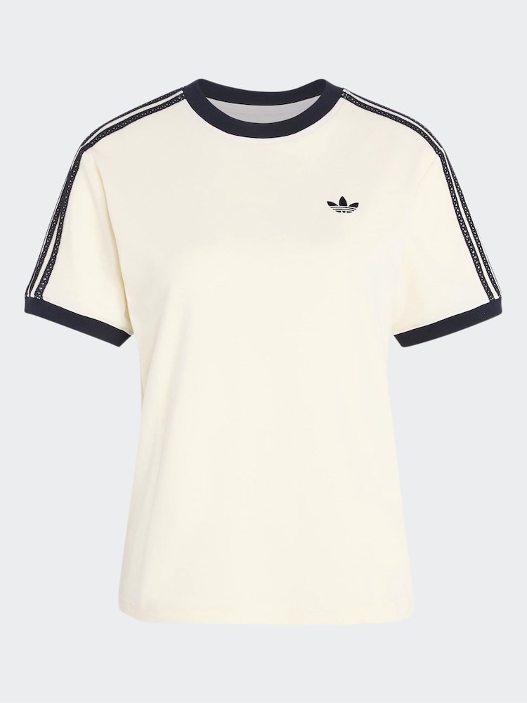 adidas Originals Cream 3 Stripe Floral Cali T-Shirt - Image 5 of 5