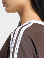 adidas Originals Brown 3 Stripe Floral Cali T-Shirt - Image 2 of 3