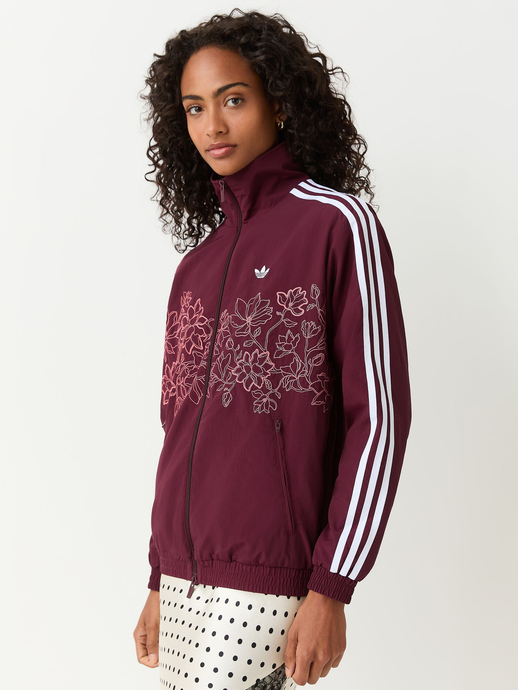 Buy adidas Originals Maroon Red Floral Applique Firebird Loose