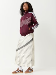 adidas Originals Maroon Red Floral Applique Firebird Loose Track Top Jacket - Image 2 of 5