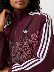 adidas Originals Maroon Red Floral Applique Firebird Loose Track Top Jacket - Image 4 of 5