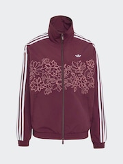 adidas Originals Maroon Red Floral Applique Firebird Loose Track Top Jacket - Image 5 of 5
