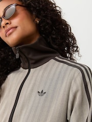 adidas Originals Light Brown Tweed Herringbone Classic Track Top Jacket - Image 4 of 5