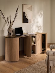 Dark Natural Marble and Wood Effect Nomad Swivel Desk - Image 5 of 14