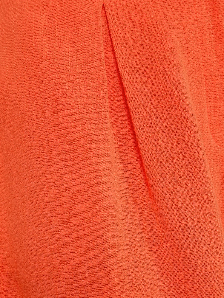 Love & Roses Bright Orange Tailored Linen Blend Shorts With Scallop Pocket Edge - Image 5 of 5