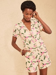 Love & Roses Ivory Tailored Linen Look Top With Ruffle Detail - Image 1 of 4