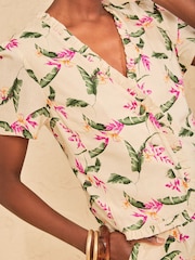 Love & Roses Ivory Tailored Linen Look Top With Ruffle Detail - Image 4 of 4