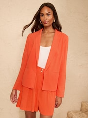 Love & Roses Bright Orange Tailored Linen Look Blazer - Image 4 of 5