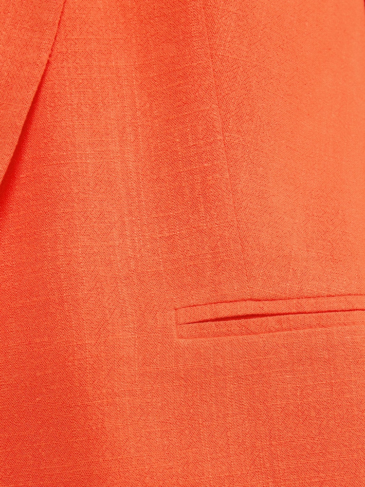 Love & Roses Bright Orange Tailored Linen Look Blazer - Image 5 of 5