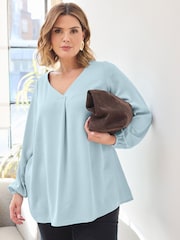 Evans Blue Pleated Swing Top - Image 1 of 2