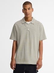 Barbour White Farlam Striped Tailored Polo Shirt - Image 1 of 6