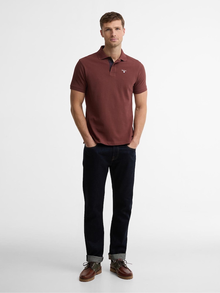 Barbour® Red Short Sleeve Classic Polo Shirt - Image 2 of 6 Barbour® Red Short Sleeve Classic Polo Shirt - Image 2 of 6