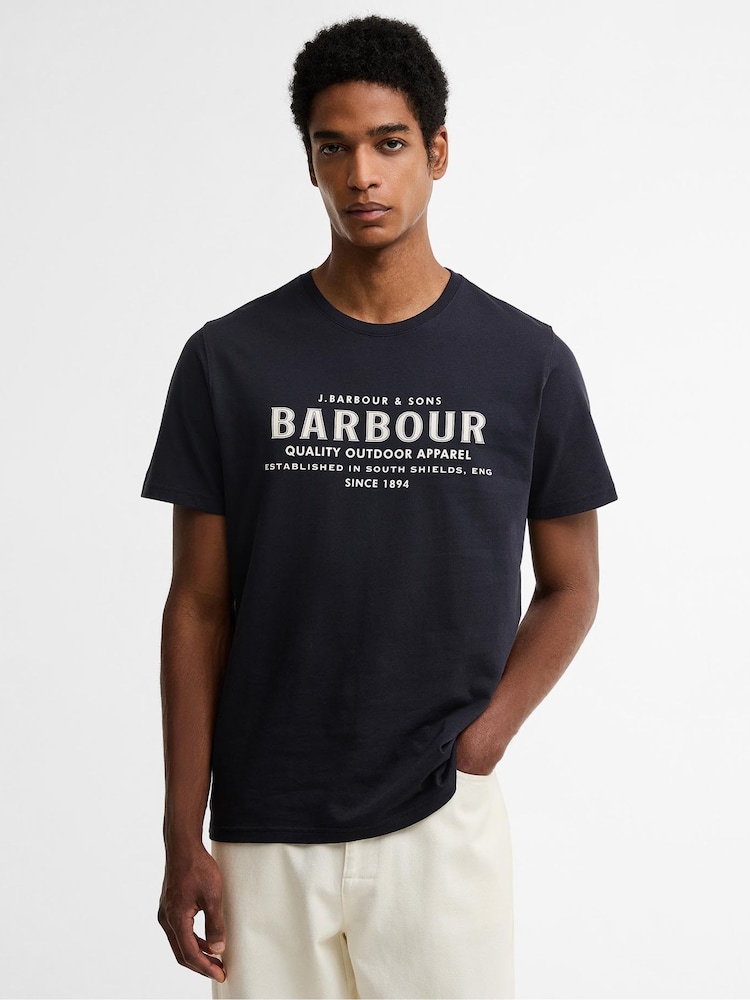 Barbour® Blue Moorside Logo Tailored T-Shirt - Image 1 of 6 Barbour® Blue Moorside Logo Tailored T-Shirt - Image 1 of 6
