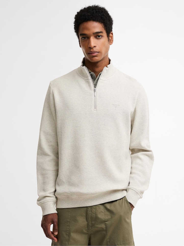 Barbour® Cream Ravensworth Half Zip Sweatshirt - Image 1 of 6