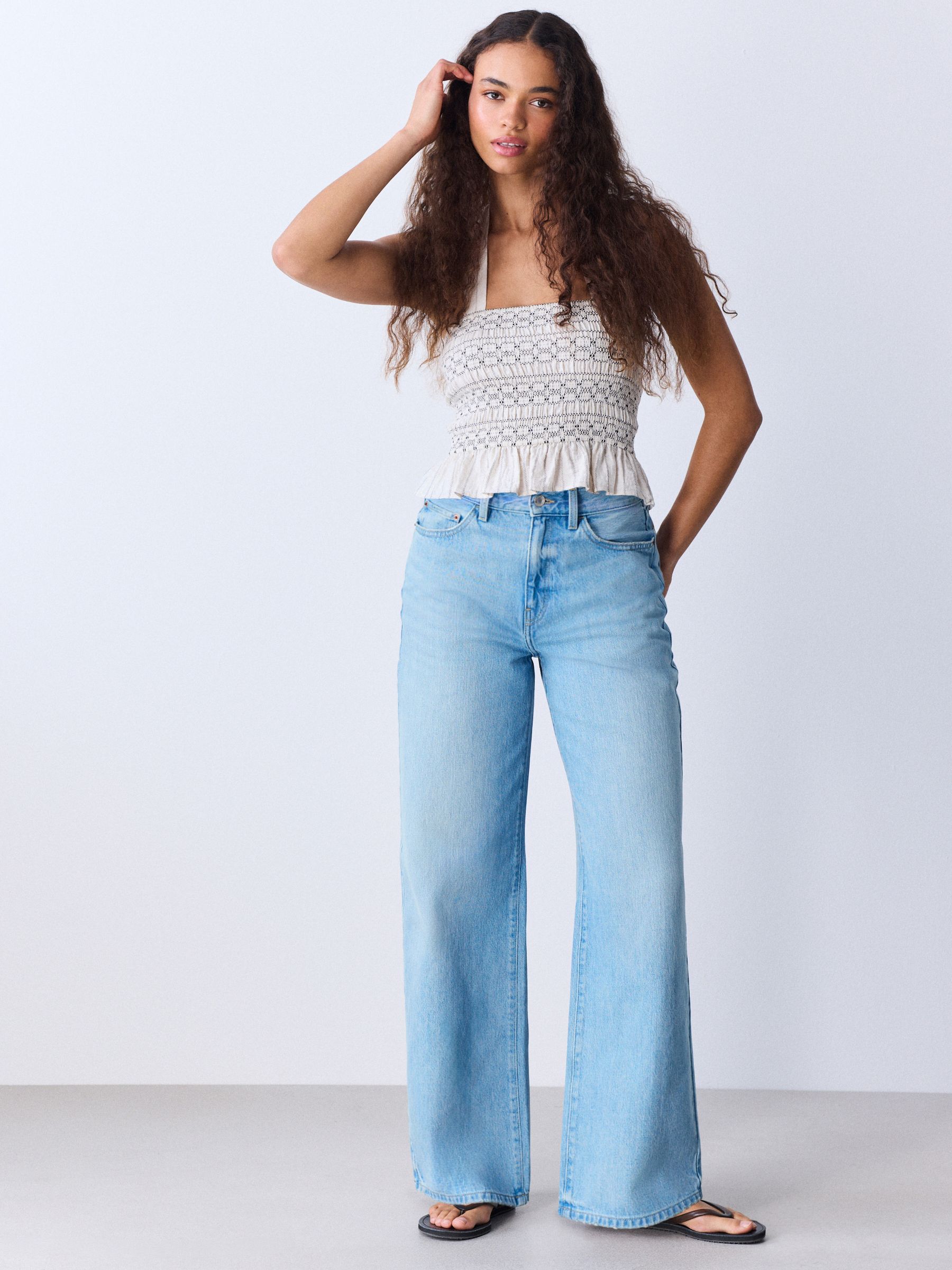 Buy Light Blue Authentic High Rise City Wide Leg Jeans from Next USA