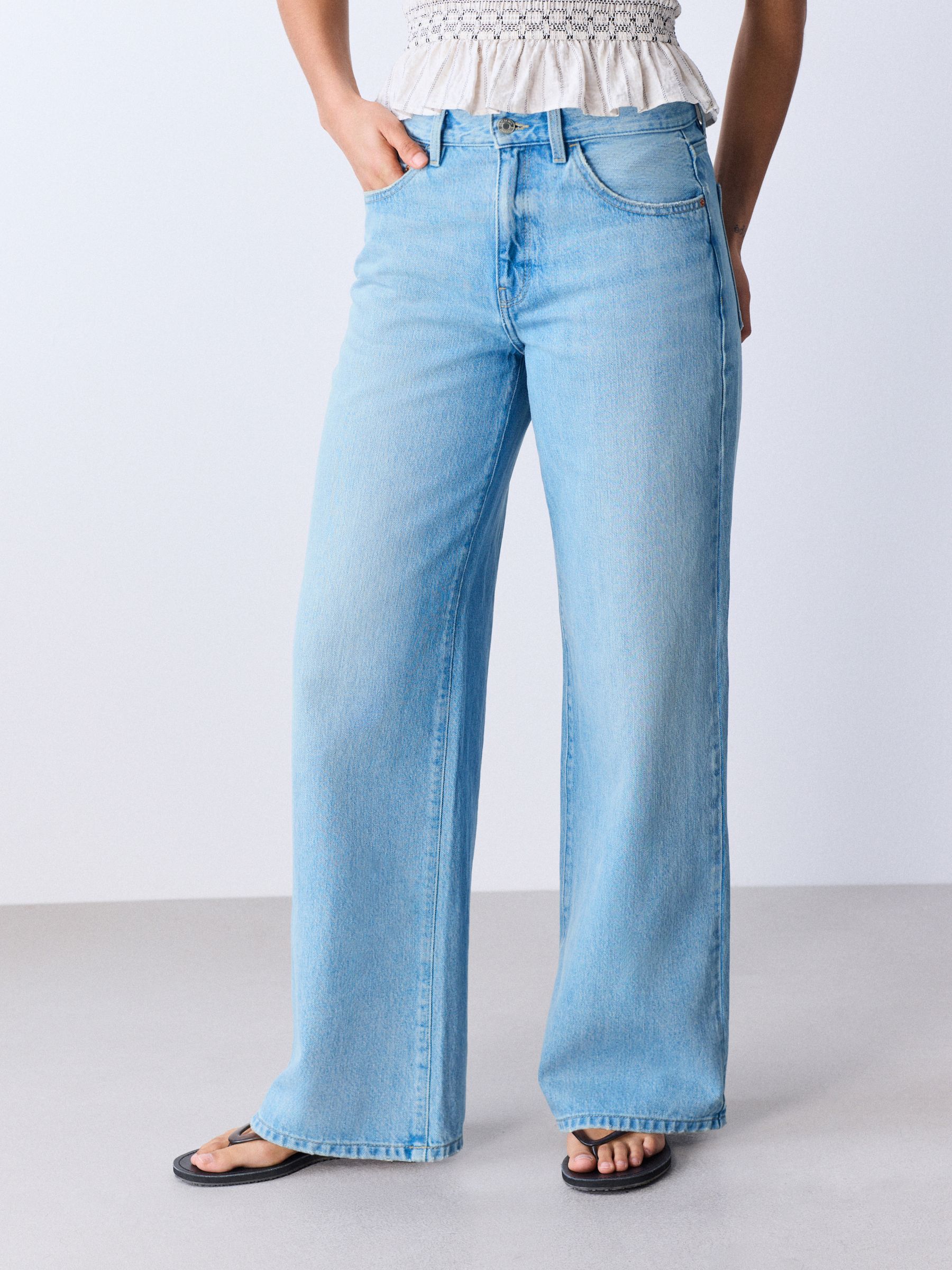 Buy Light Blue Authentic High Rise City Wide Leg Jeans from Next USA