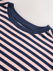 Pink/Blue Stripe Boxy Elbow Sleeve Crew Neck T-Shirt - Image 6 of 6