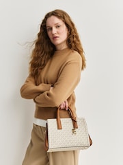 Michael Kors Vanilla/Acorn Laila Small Satchel Bag - Image 5 of 8