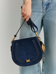 Michael Kors Dress Blues Josie Medium Saddle Flap Messenger Bag - Image 3 of 7