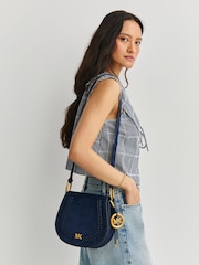 Michael Kors Dress Blues Josie Medium Saddle Flap Messenger Bag - Image 4 of 7