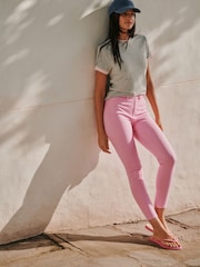 Pink Jersey Denim Leggings - Image 1 of 8
