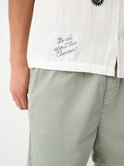 Ecru White Looney Tunes Print Revere Collar Short Sleeve Shirt - Image 6 of 10