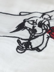 Ecru White Looney Tunes Print Revere Collar Short Sleeve Shirt - Image 9 of 10
